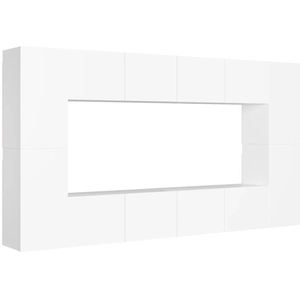 vidaXL Vidaxl Ensemble De Meubles Tv 8 Pcs Blanc Bois D'ingénierie pas cher