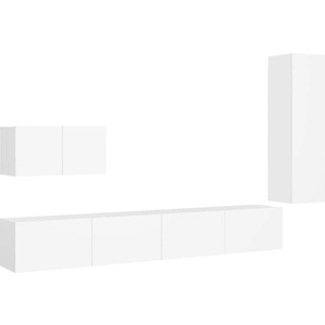 vidaXL Vidaxl Ensemble De Meubles Tv 4 Pcs Blanc Bois D'ingénierie pas cher