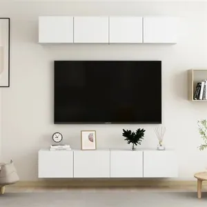 vidaXL Vidaxl Meubles Tv 4 Pcs Blanc 80x30x30 Cm Bois D'ingénierie pas cher