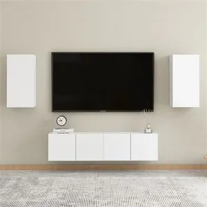 vidaXL Ensemble de meubles TV 4 pcs Blanc Aggloméré pas cher