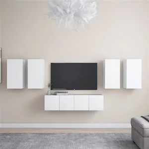 vidaXL Ensemble de meuble TV 6 pcs Blanc AggloméréVendu parfnac-be