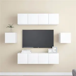 vidaXL Ensemble de meuble TV 6 pcs Blanc Aggloméré pas cher