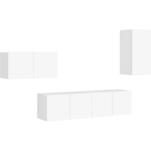 vidaXL Vidaxl Ensemble De Meubles Tv 4 Pcs Blanc Bois D'ingénierie pas cher