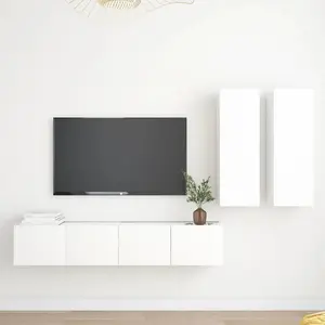 vidaXL Ensemble de meubles TV 4 pcs Blanc Bois d'ingénierie 3078686 pas cher