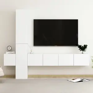 vidaXL Vidaxl Ensemble De Meubles Tv 5 Pcs Blanc Bois D'ingénierie pas cher