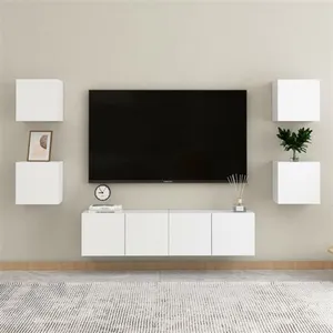 vidaXL Ensemble de meubles TV 6 pcs Blanc Aggloméré pas cher