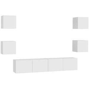 vidaXL Vidaxl Ensemble De Meubles Tv 6 Pcs Blanc Bois D'ingénierie pas cher