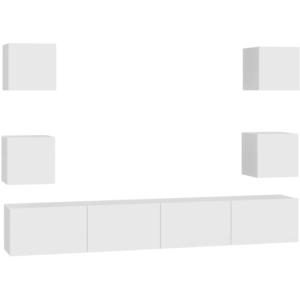 vidaXL Ensemble de meubles TV 6 pcs Blanc Bois d'ingénierie3078663 pas cher