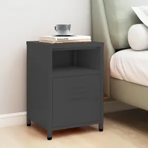 vidaXL Table de chevet Anthracite 35x35x51 cm Acier pas cher