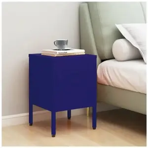 vidaXL Table de chevet Bleu marine 35x35x51 cm Acier pas cher