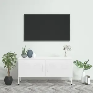 Comparateur de prix : vidaXL Meuble TV Blanc 105x35x50 cm Acier