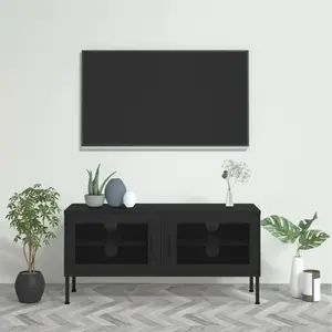 Comparateur de prix : vidaXL Meuble TV Noir 105x35x50 cm Acier