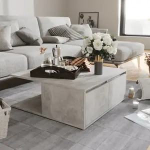 vidaXL Table basse gris béton 80x80x31 cm bois d'ingénierie pas cher