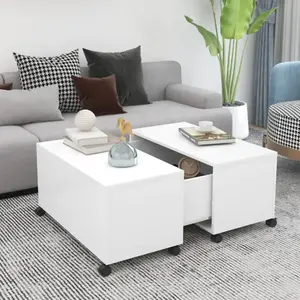 vidaXL Table basse blanc 75x75x38 cm bois d'ingénierie pas cher