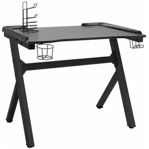 vidaXL Bureau de jeu à LED en forme de Y noir 110x60x75 cm pas cher
