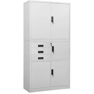 Comparateur de prix : vidaXL Armoire de bureau Gris clair 90x40x180 cm Acier