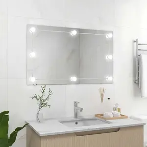 vidaXL Miroir mural sans cadre avec lampes LED Rectangulaire Verre pas cher