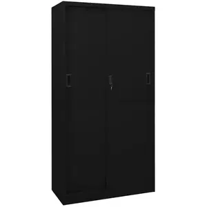 Comparateur de prix : vidaXL Armoire de bureau avec porte coulissante Noir 90x40x180cm Acier