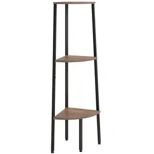 Comparateur de prix : vidaXL Étagère d'angle 3 niveaux Marron foncé et noir 45,5x31,5x120 cm