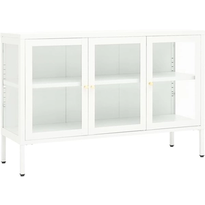vidaXL Buffet Blanc 105x35x70 cm Acier et verre pas cher