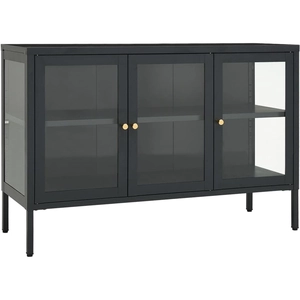 vidaXL Buffet Anthracite 105x35x70 cm Acier et verre pas cher