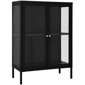 vidaXL Buffet Noir 75x35x105 cm Acier et verre pas cher