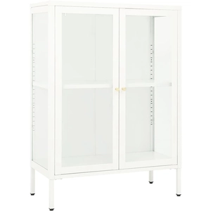 vidaXL Buffet Blanc 75x35x105 cm Acier et verre pas cher
