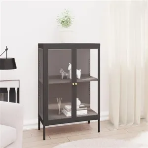 vidaXL Buffet Anthracite 75x35x105 cm Acier et verre pas cher
