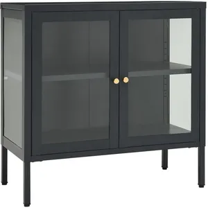 vidaXL Buffet Anthracite 70x35x70 cm Acier et verre pas cher