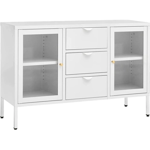 vidaXL Buffet Blanc 105x35x70 cm Acier et verre trempé pas cher