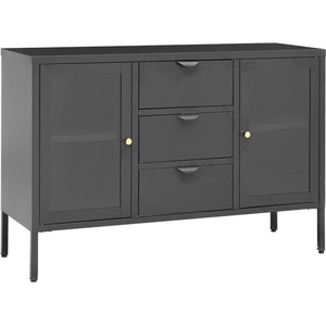 vidaXL Buffet Anthracite 105x35x70 cm Acier et verre trempé pas cher