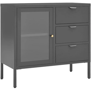 vidaXL Buffet Anthracite 75x35x70 cm Acier et verre trempé pas cher