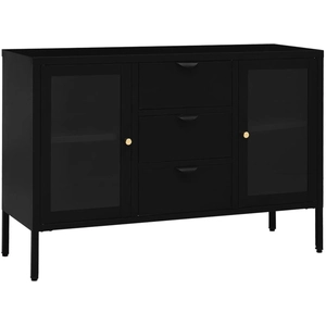 vidaXL Buffet Noir 105x35x70 cm Acier et verre trempé pas cher