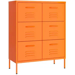 Comparateur de prix : vidaXL Armoire à tiroirs Orange 80x35x101,5 cm Acier
