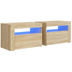 vidaXL Tables de chevet 2 pcs avec LED Chêne Sonoma 60x35x40 cm pas cher