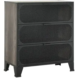 vidaXL Armoire de rangement Gris 72x36x82 cm Métal et MDF pas cher