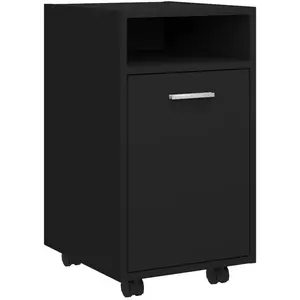 vidaXL Armoire latérale avec roues Noir 33x38x60 cm Bois d’ingénierie pas cher