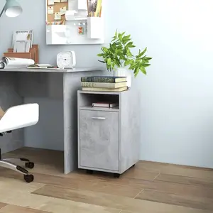vidaXL Armoire latérale avec roues Gris béton 33x38x60 cm Aggloméré