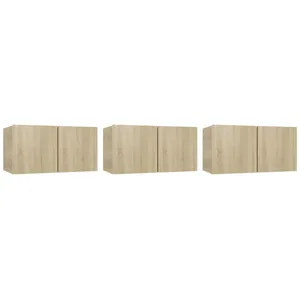 vidaXL Meubles TV suspendus 3 pcs Chêne sonoma 60x30x30 cm pas cher
