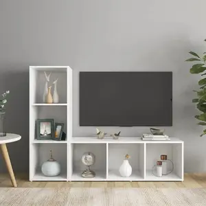 vidaXL Meubles TV 2 pcs Blanc 107x35x37 cm Bois d'ingénierie pas cher