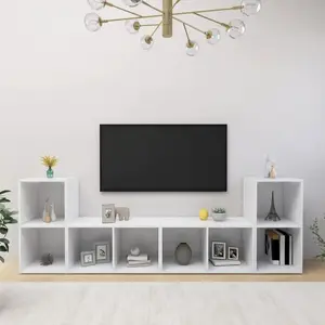 vidaXL Meubles TV 4 pcs Blanc 72x35x36,5 cm Aggloméré pas cher