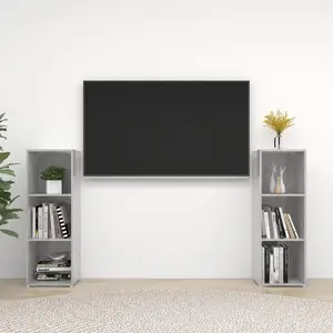 Comparateur de prix : vidaXL Vidaxl Meubles Tv 2 Pcs Gris Béton 107x35x37 Cm Aggloméré