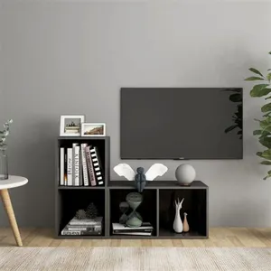 vidaXL Meubles TV 2 pcs Gris brillant 72x35x36,5 cm Bois d'ingénierie pas cher
