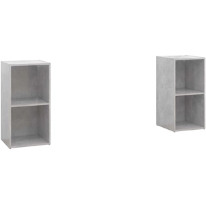 vidaXL Meubles TV 2 pcs Gris béton 72x35x36,5 cm Aggloméré pas cher