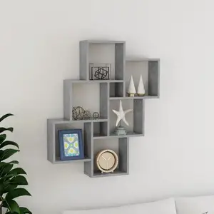 vidaXL Étagère murale cube Gris béton 78x15x93 cm Bois d’ingénierie pas cher
