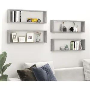 Vidaxl - tagères cube murales 4 pcs gris béton bois d'ingénierie Gris béton pas cher