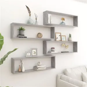 Vidaxl - tagères cube murales 4 pcs gris béton bois d'ingénierie Gris béton pas cher