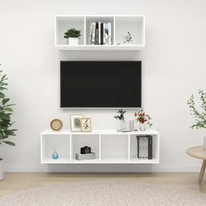 vidaXL Ensemble de meuble TV 2 pcs Blanc Bois d'ingénierie pas cher