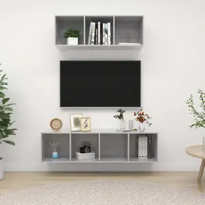 vidaXL Ensemble de meuble TV 2 pcs Gris béton Bois d'ingénierie pas cher
