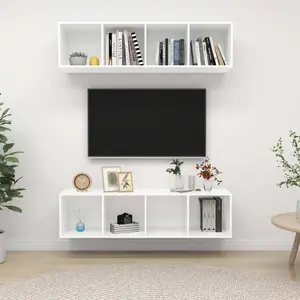 vidaXL Meubles TV muraux 2 pcs Blanc Bois d'ingénierie pas cher